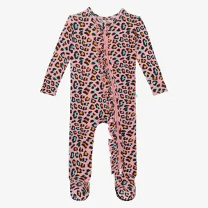Posh Peanut Roxy-Footie Ruffled Zippered One Piece Medium Pink
