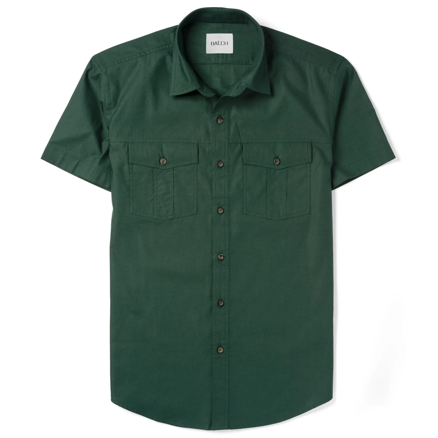 Primer Short Sleeve Utility Shirt – Forest Green Mercerized Cotton