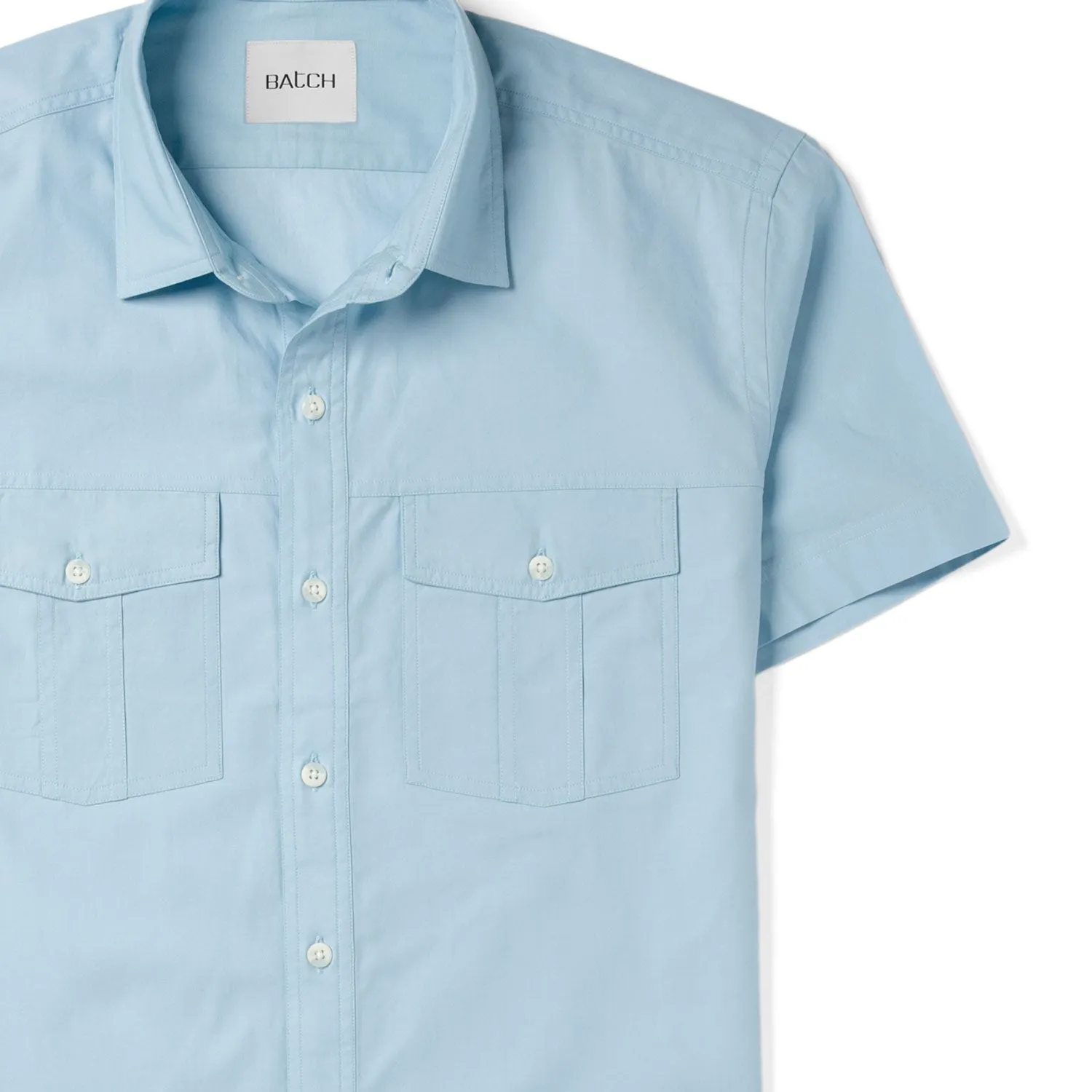 Primer Short Sleeve Utility Shirt – Light Blue Mercerized Cotton
