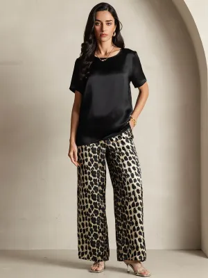 Pure Zijde Casual Korte Mouwen Pyjama Set