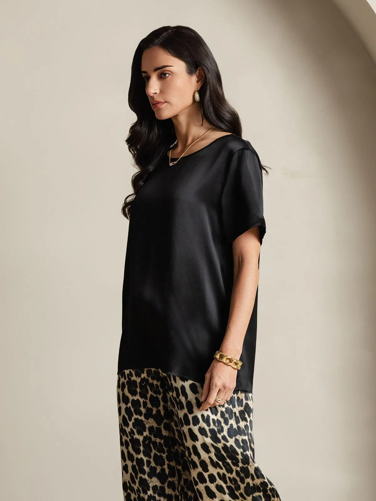 Pure Zijde Casual Korte Mouwen Pyjama Set
