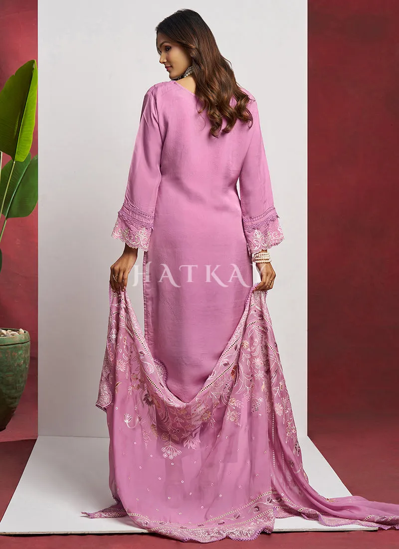 Purple Chikankari Embroidery Salwar Suit