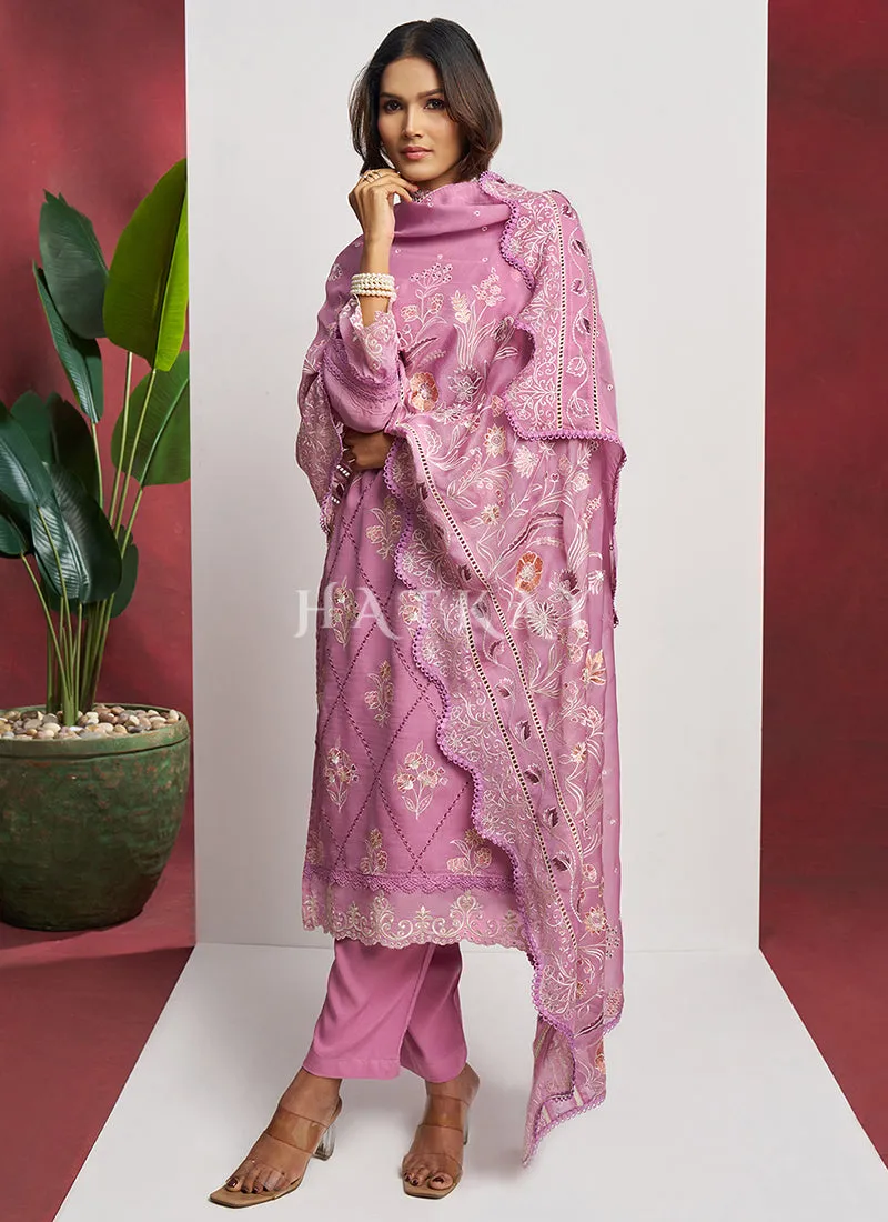 Purple Chikankari Embroidery Salwar Suit