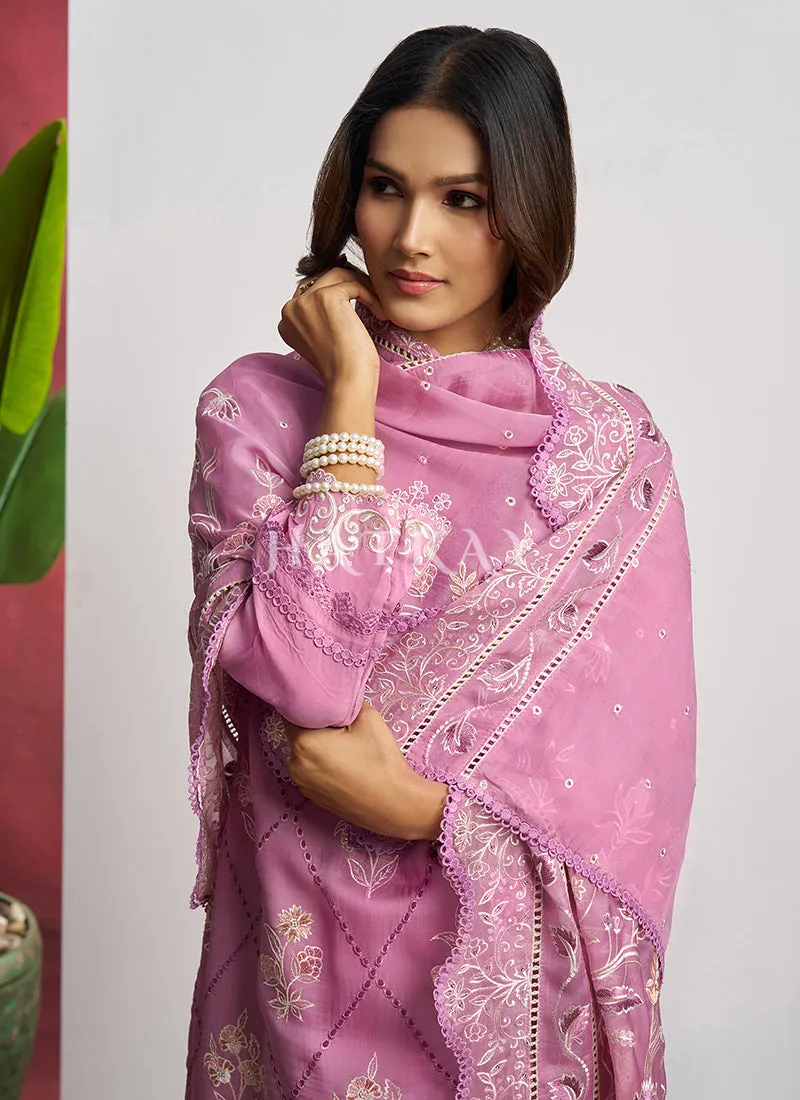 Purple Chikankari Embroidery Salwar Suit