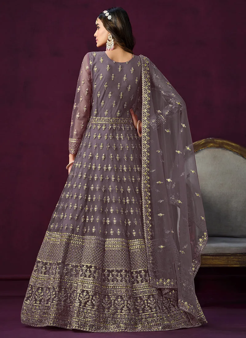 Purple Sequence Embroidery Traditional Anarkali Suit