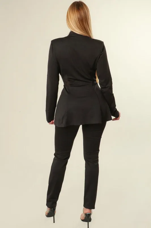"Classy & Sassy" Blazer & Pants 2 Piece Set - Black
