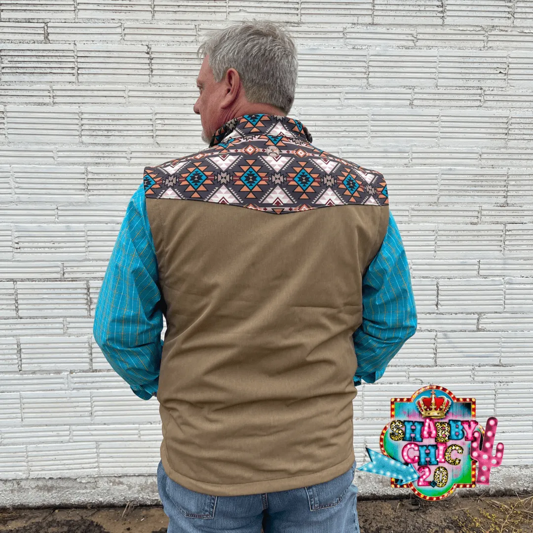 "HOOEY SOFTSHELL VEST" TAN/AZTEC