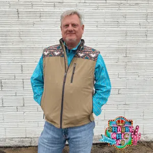 "HOOEY SOFTSHELL VEST" TAN/AZTEC