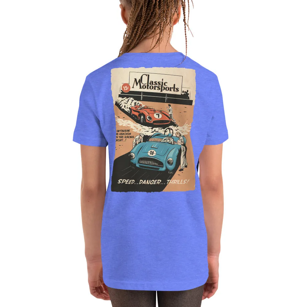 "Speed... Danger... Thrills!" Vintage Racing Youth Short Sleeve T-Shirt