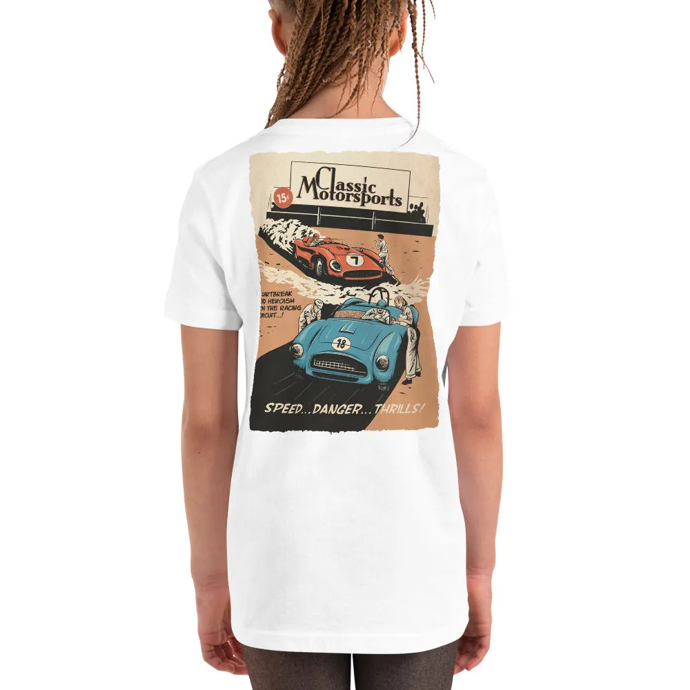 "Speed... Danger... Thrills!" Vintage Racing Youth Short Sleeve T-Shirt