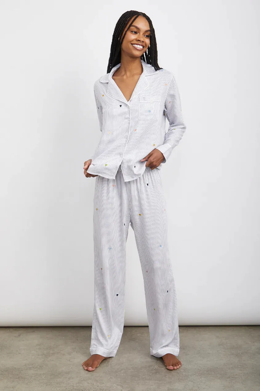 Rails - Clara Pajama Set - Robin Stripe Embroidered Heart