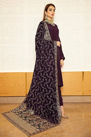 Ramsha Velvet Shawl Collection/ Vol 2/207/Plum