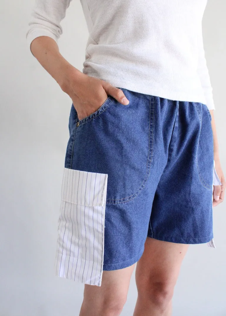 RCYCLD Denim Short with Striped Pocket