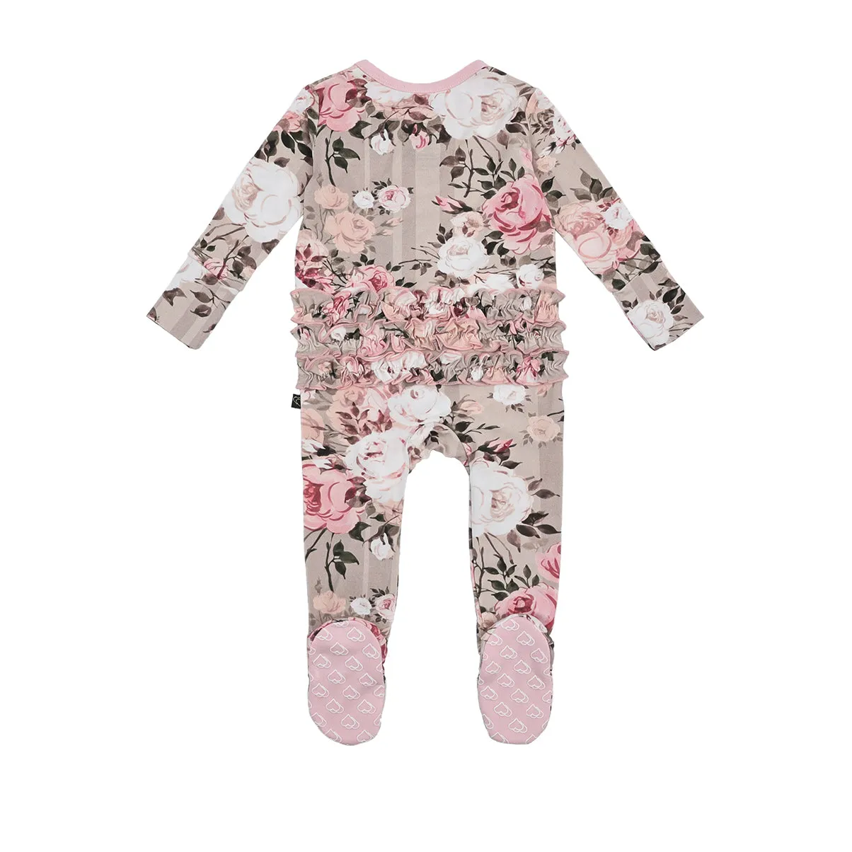 Reagan's Rose Garden Ruffle Zipper Footie