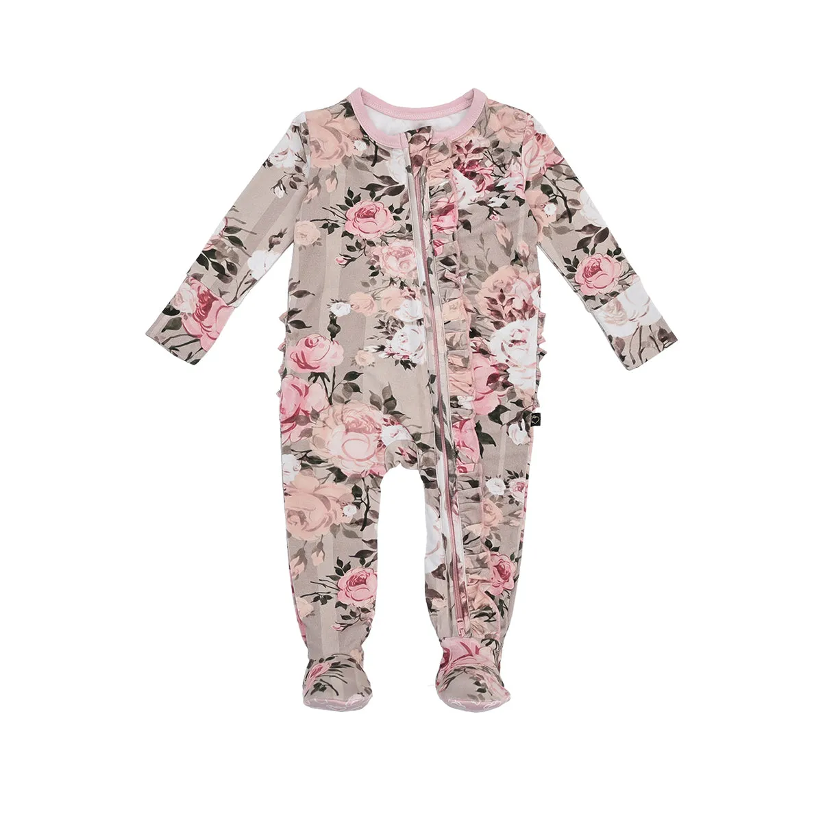 Reagan's Rose Garden Ruffle Zipper Footie
