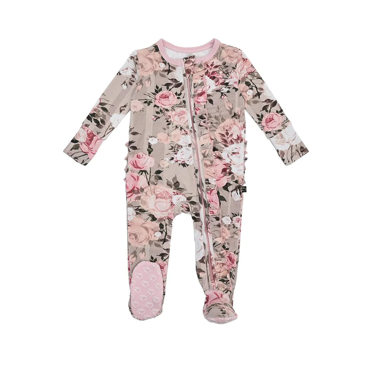 Reagan's Rose Garden Ruffle Zipper Footie