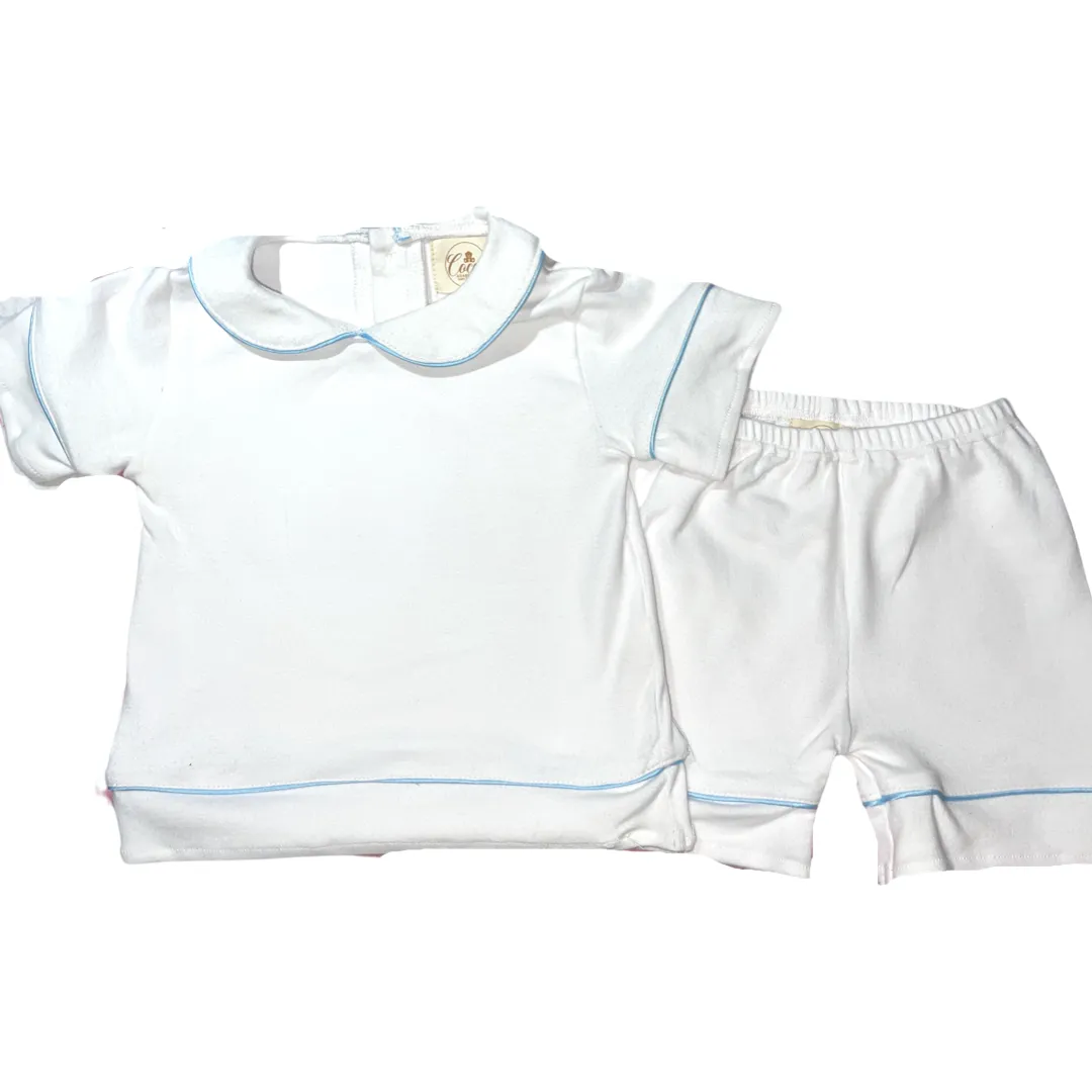 Reatoxk Boys Luxe pyjamas Summer Yellow or Blue (Choose your own Embroidery options available) 🤍