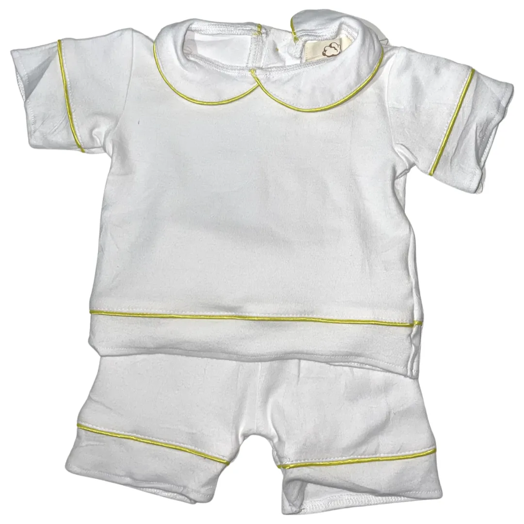 Reatoxk Boys Luxe pyjamas Summer Yellow or Blue (Choose your own Embroidery options available) 🤍