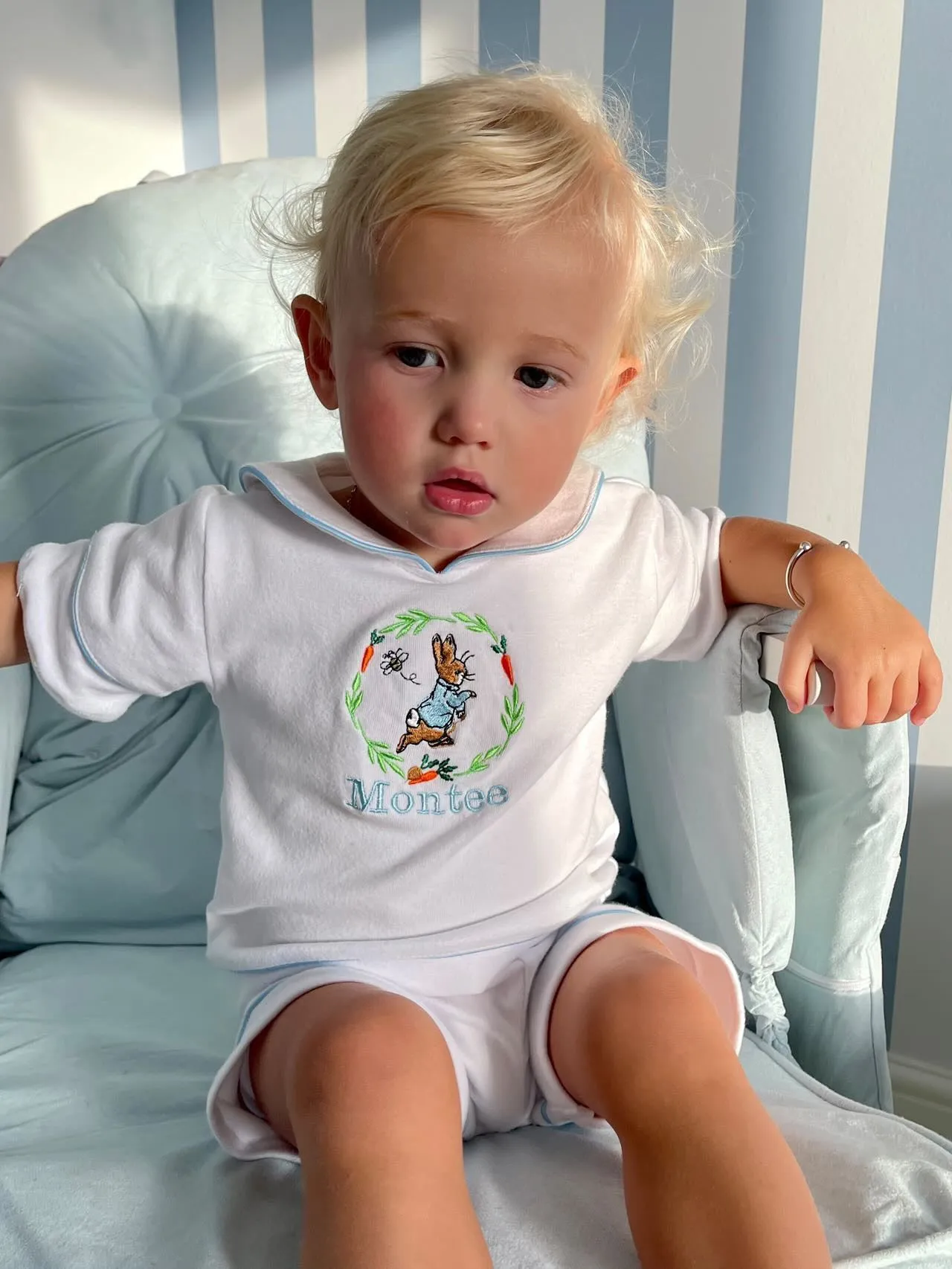 Reatoxk Boys Luxe pyjamas Summer Yellow or Blue (Choose your own Embroidery options available) 🤍