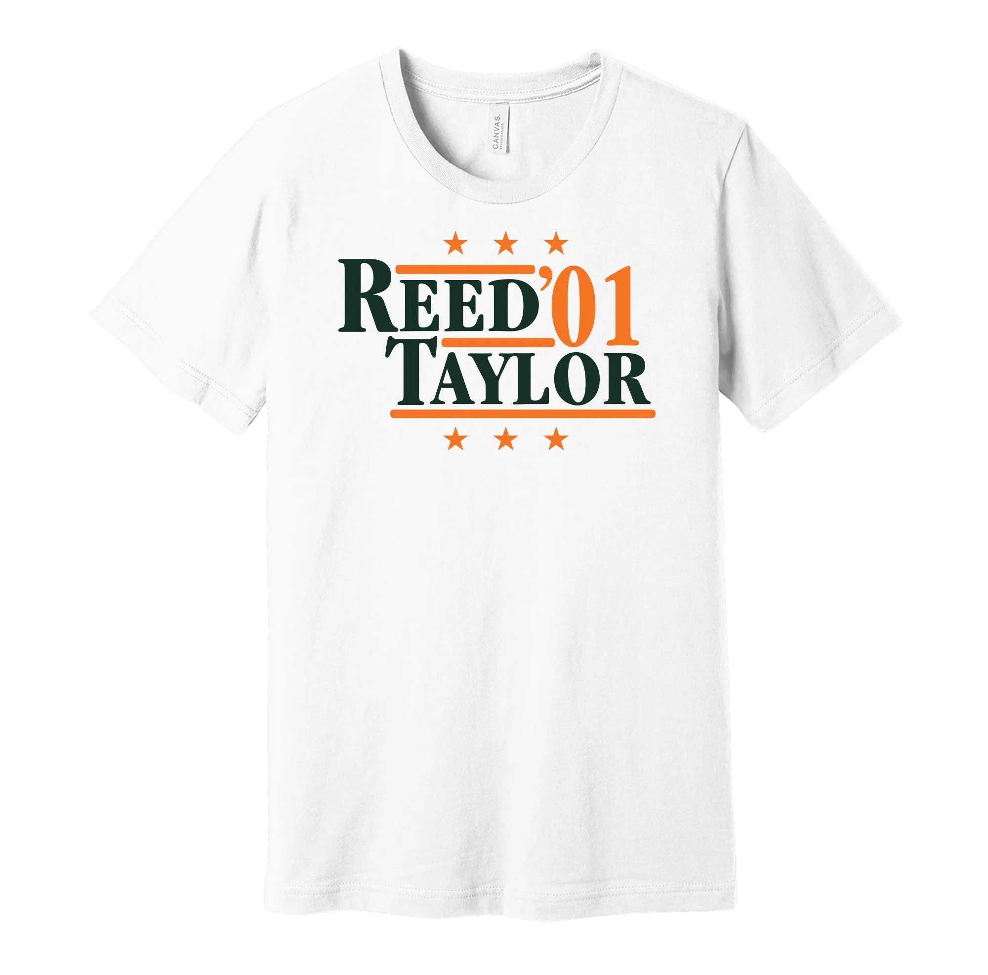Reed & Taylor '01 - Miami Football Political Campaign Parody T-Shirt - Hyper Than Hype Shirts