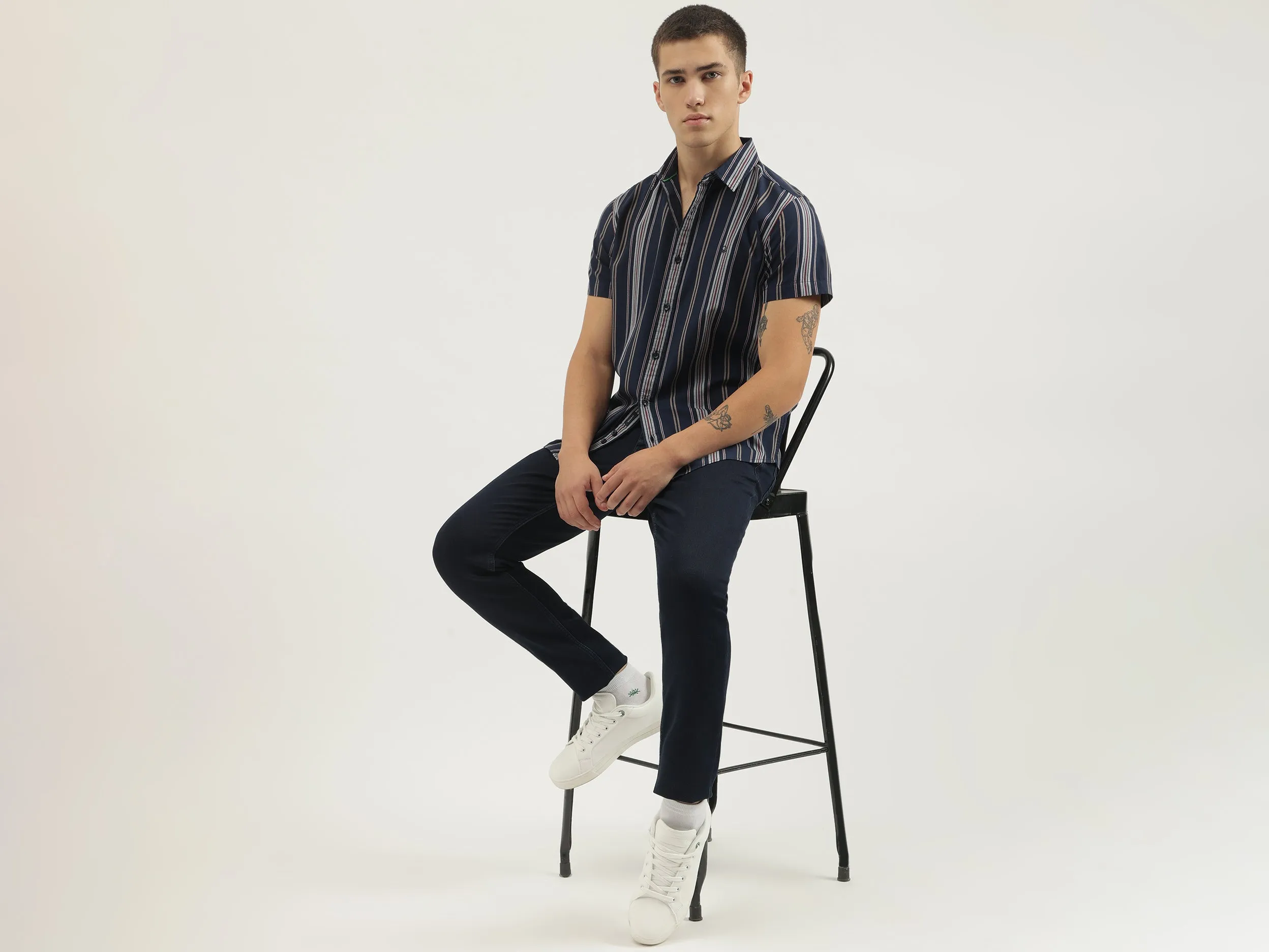 Regular Fit Spread Collar Striped Shirts