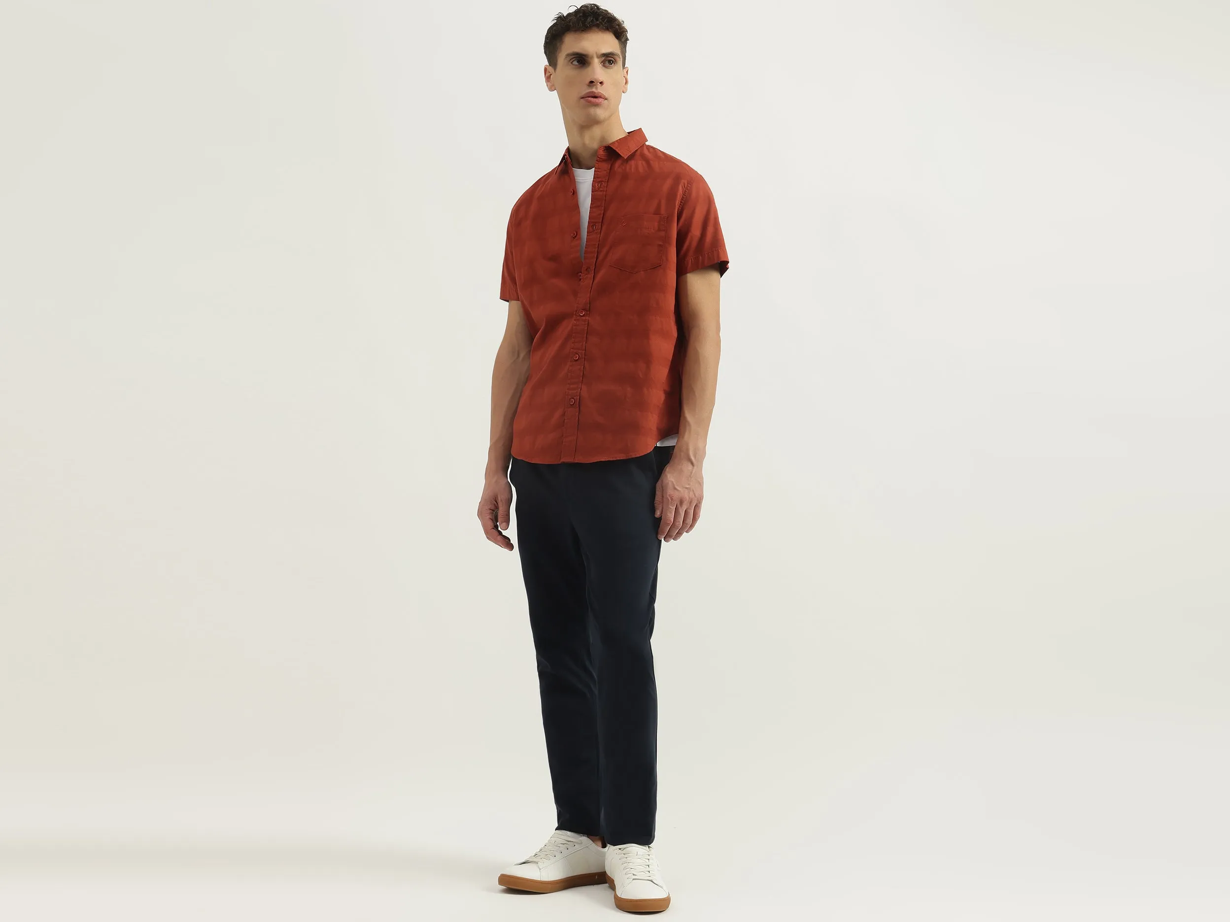 Regular Fit Spread Collar Striped Shirts