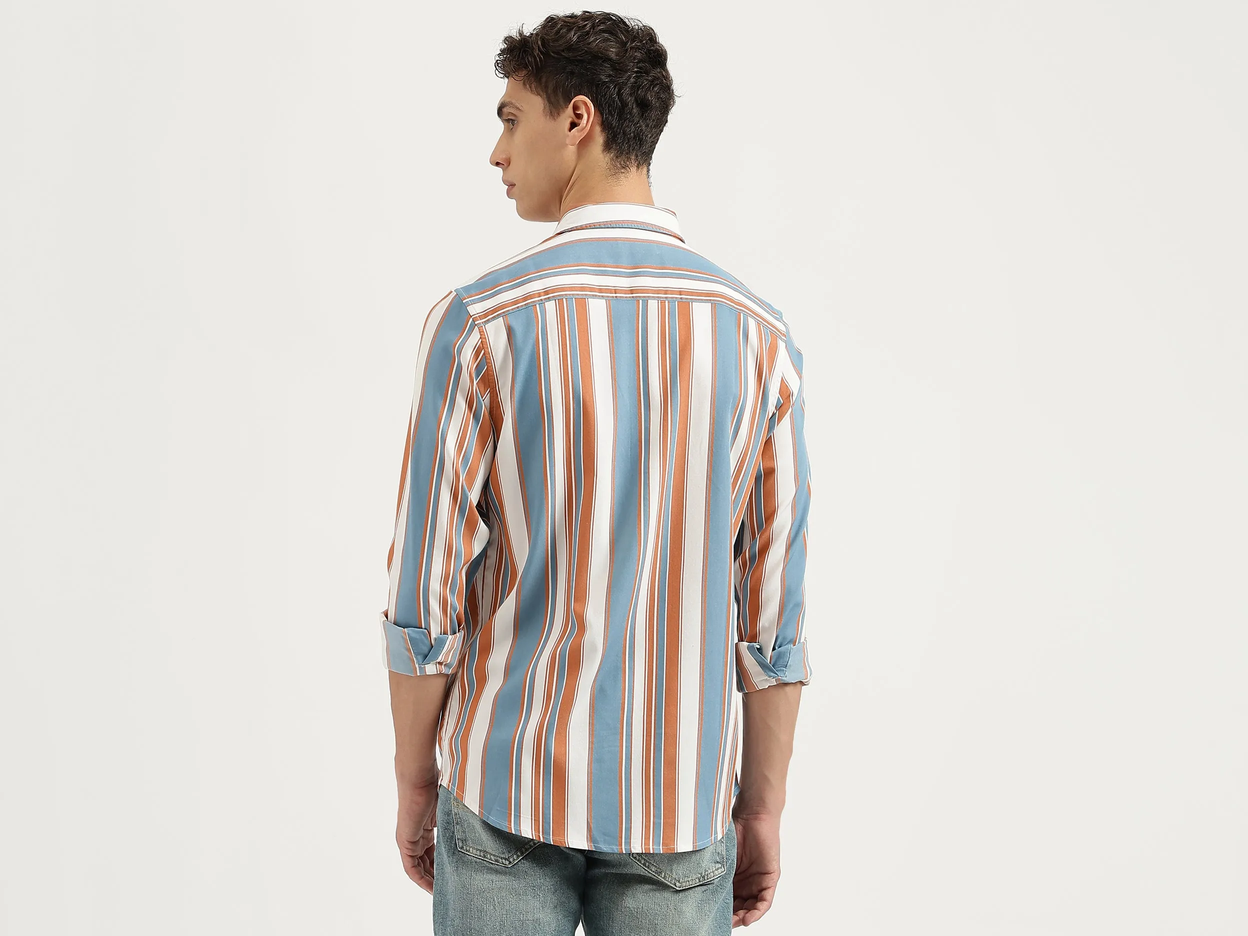 Regular Fit Spread Collar Striped Shirts