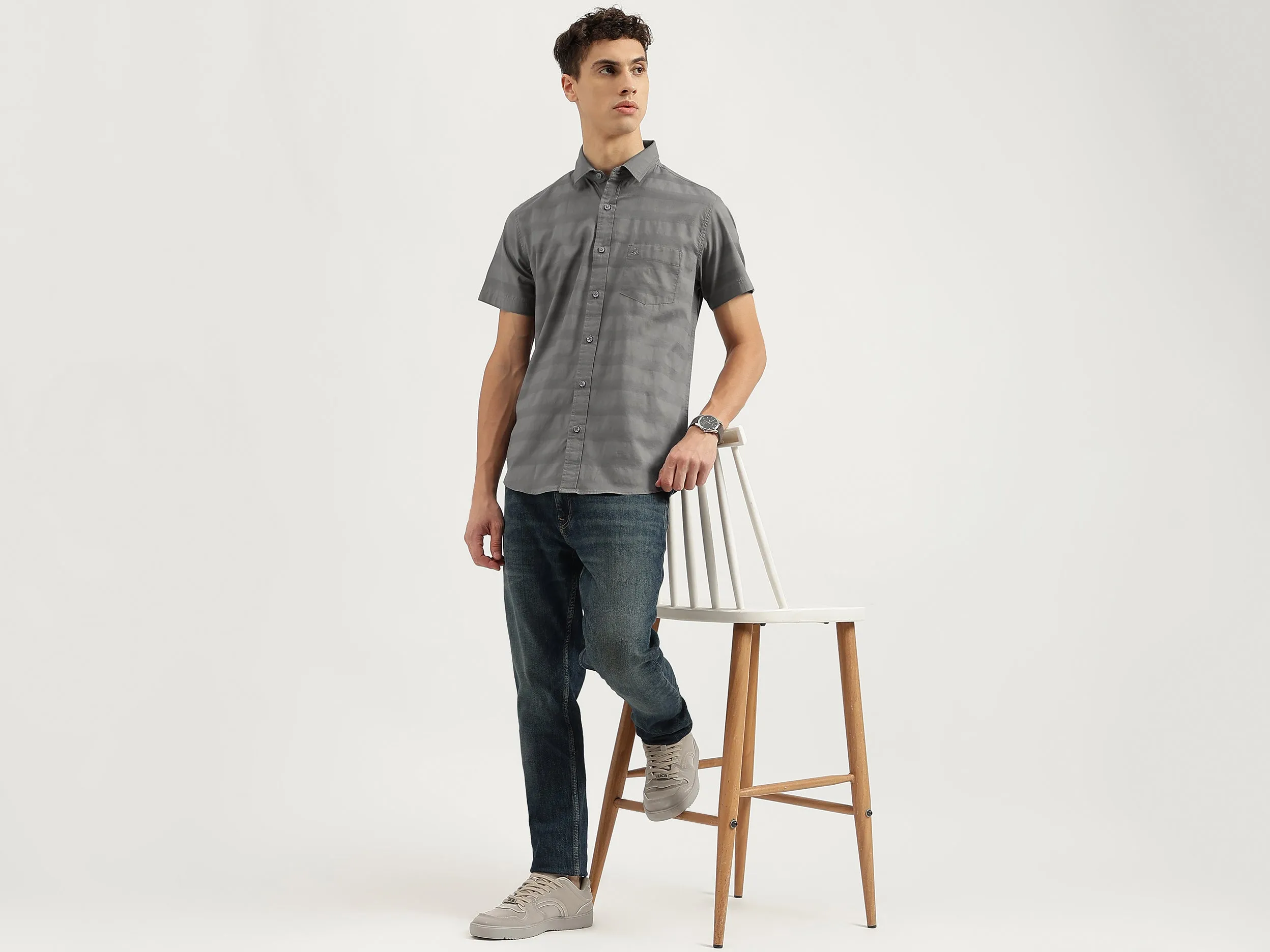 Regular Fit Spread Collar Striped Shirts