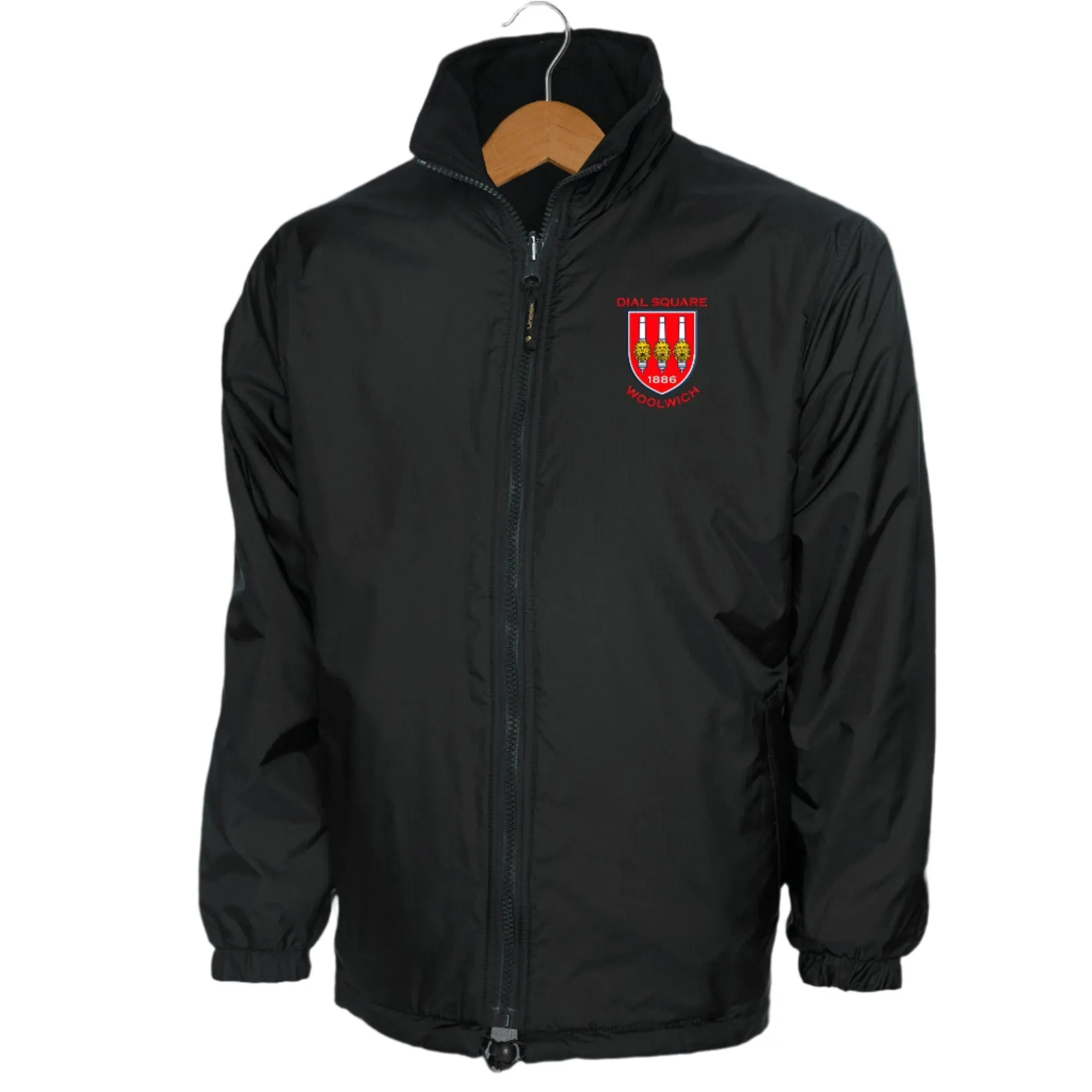 Retro Dial Square Embroidered Reversible Fleece Jacket