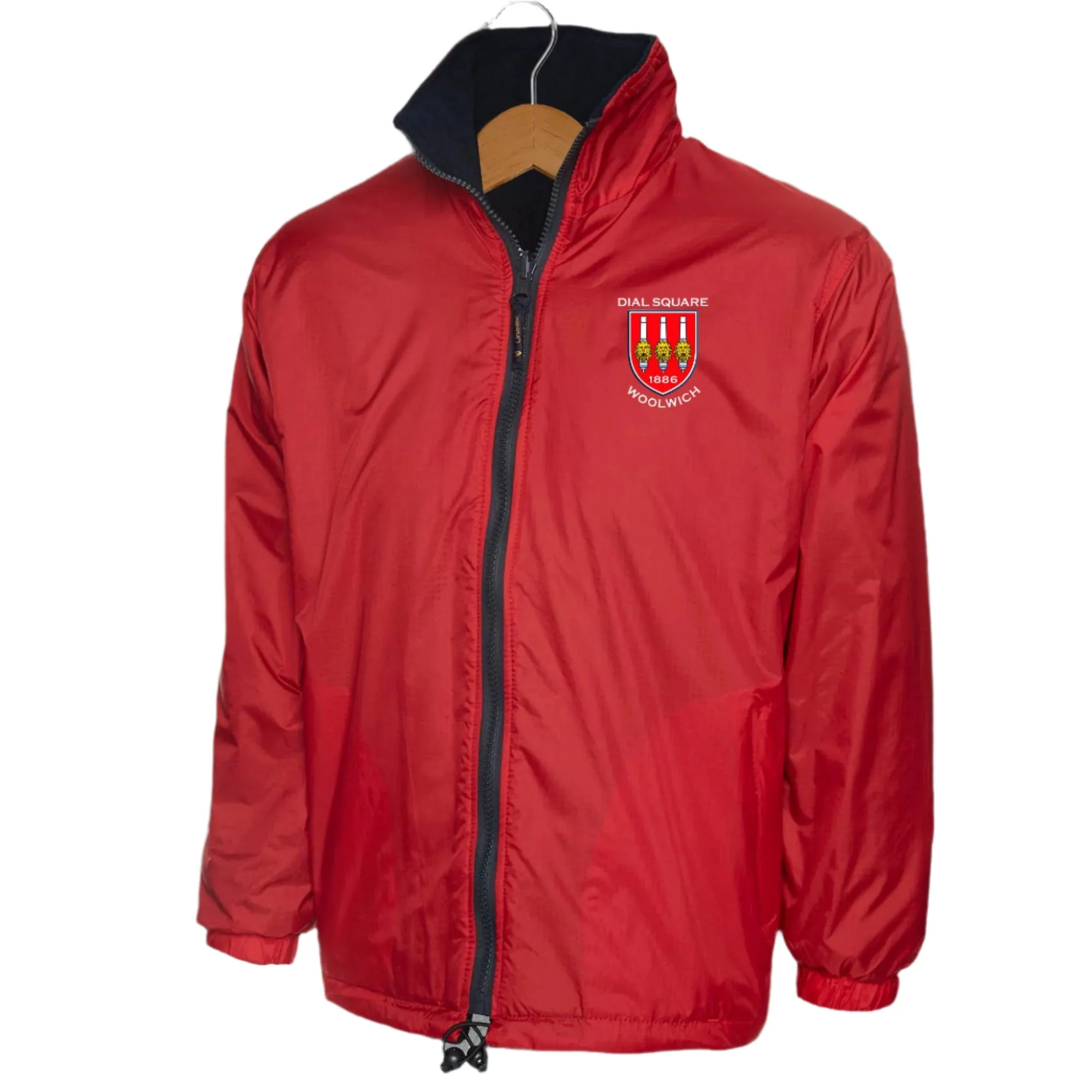 Retro Dial Square Embroidered Reversible Fleece Jacket