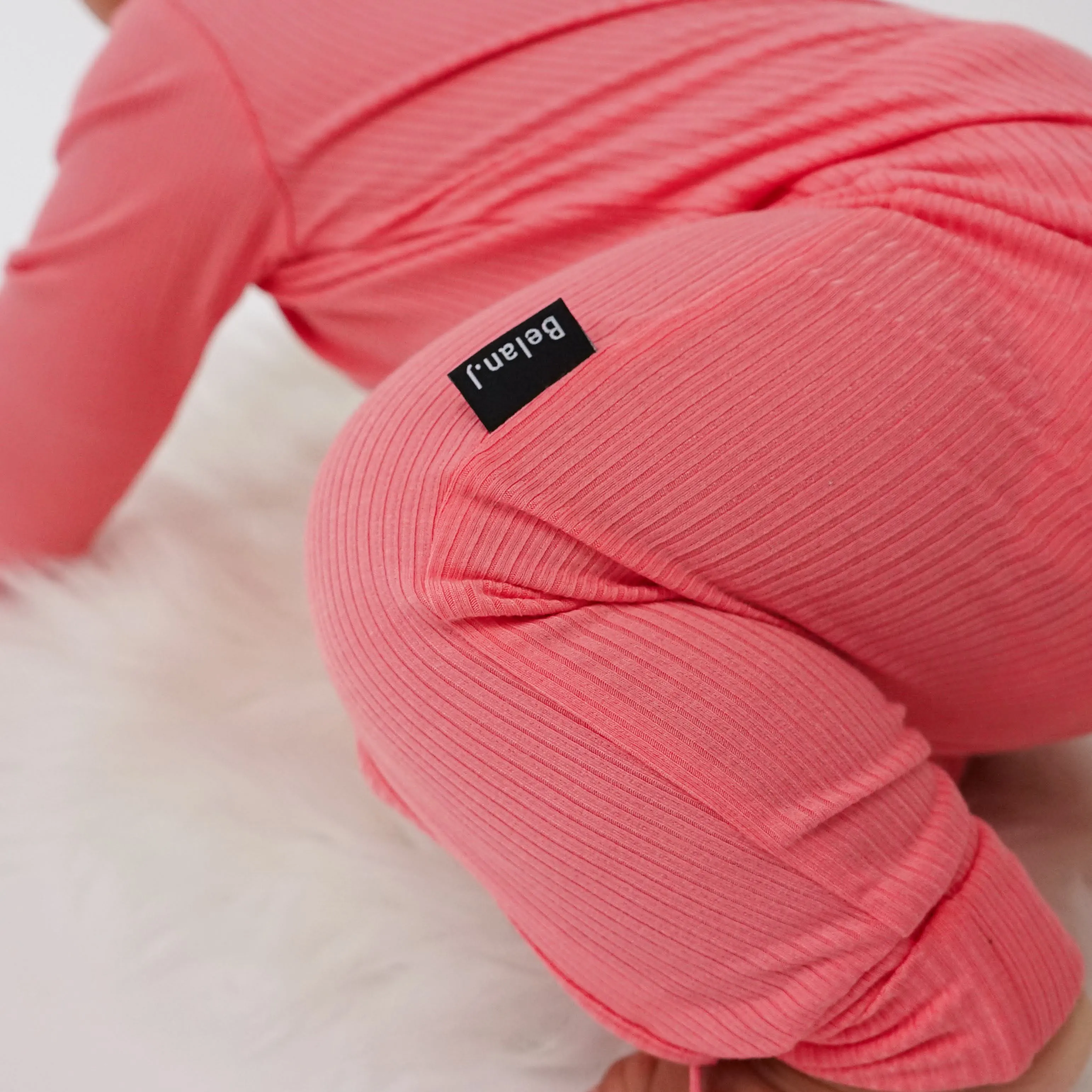 Ribbed Bamboo Sleeper Fold Over Cuffs - Hot Pink