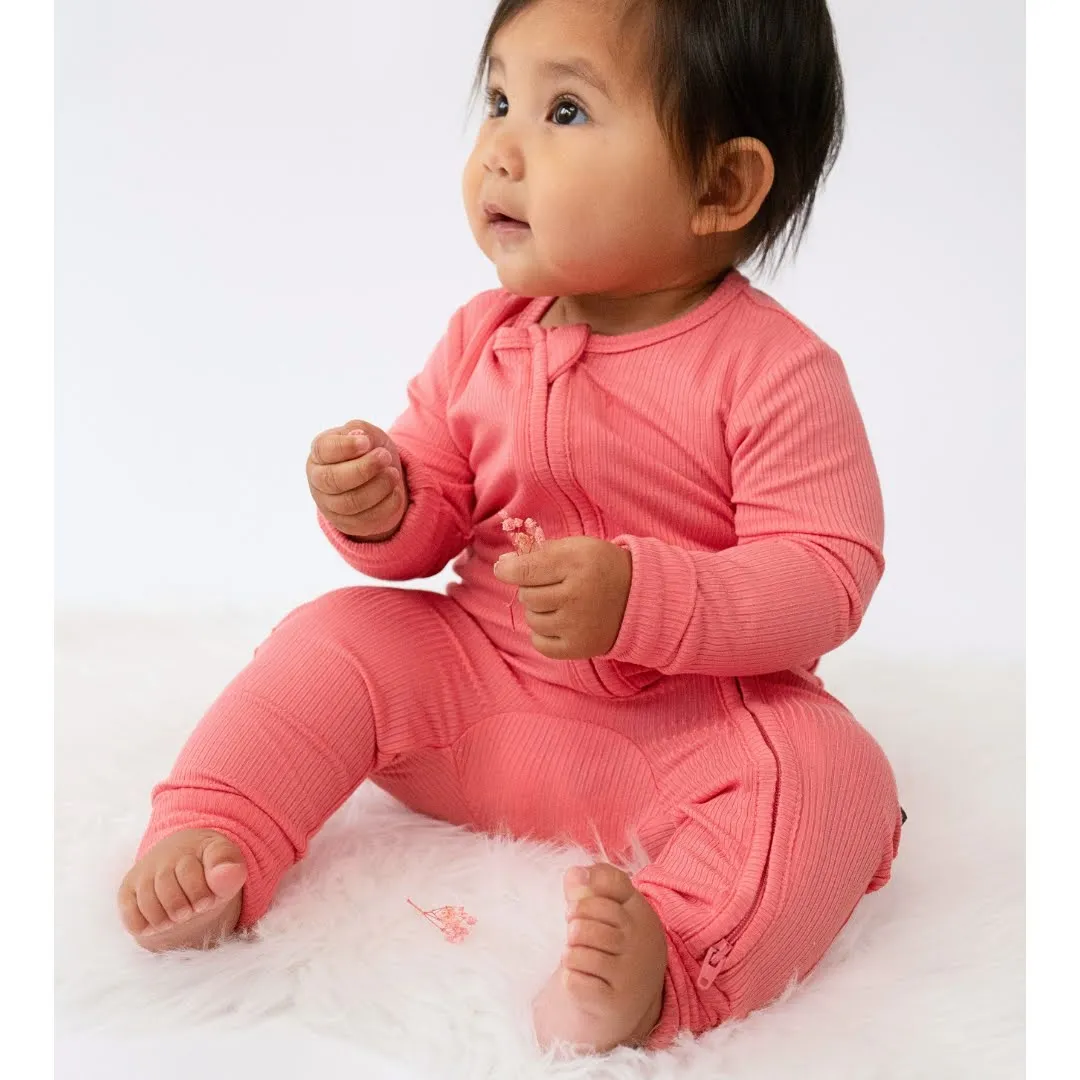 Ribbed Bamboo Sleeper Fold Over Cuffs - Hot Pink