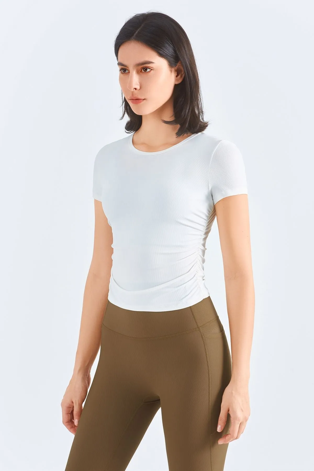 Ribbed Crew Neck T-Shirts UPF50 