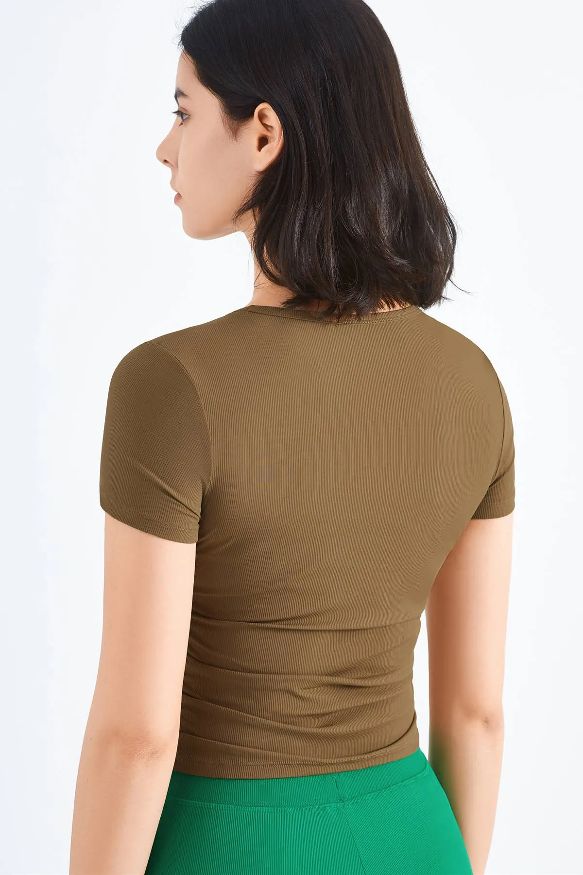 Ribbed Crew Neck T-Shirts UPF50 