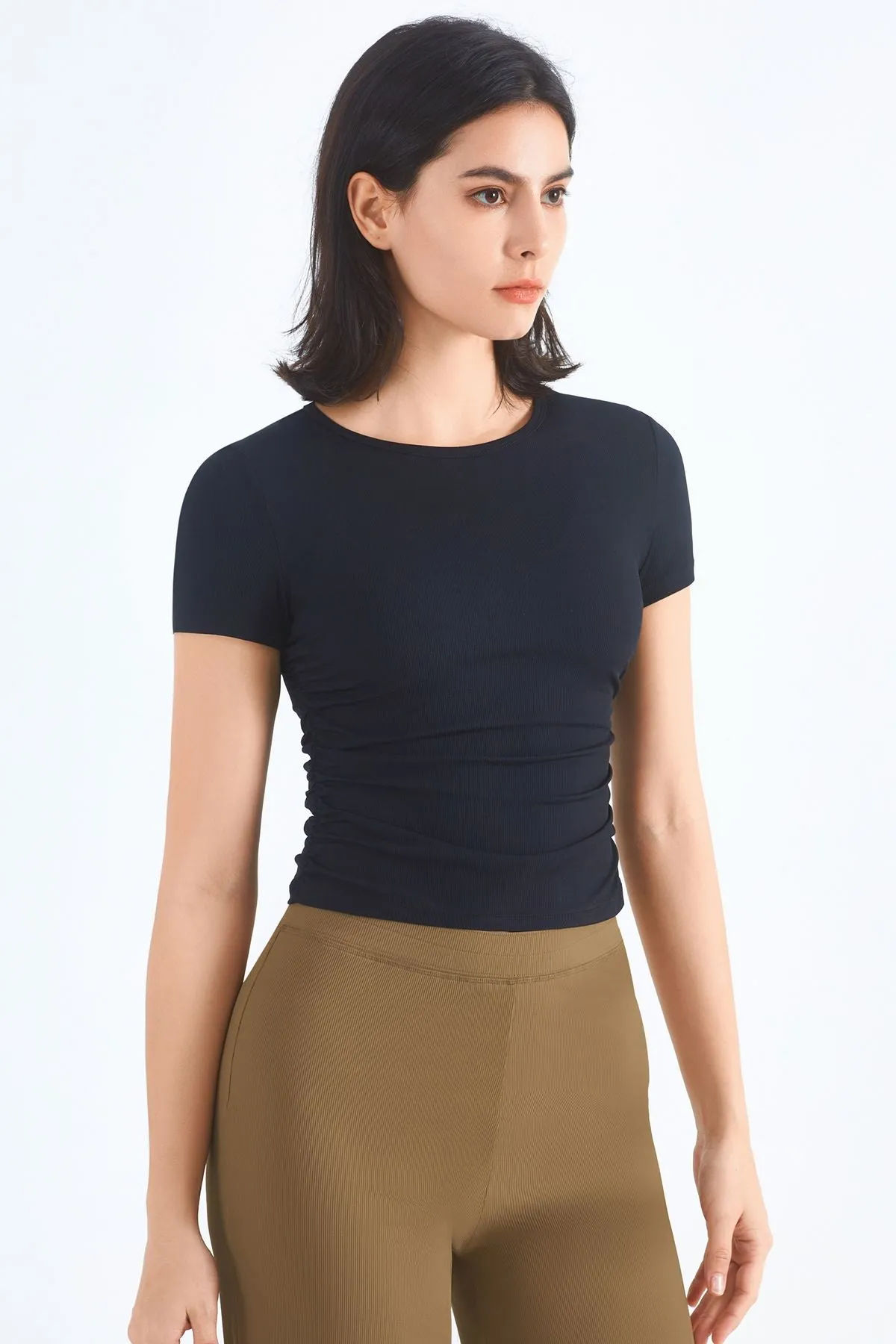 Ribbed Crew Neck T-Shirts UPF50 