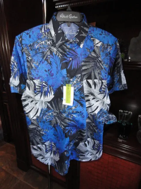 Robert Graham Brookcrest Short Sleeve Sport Shirt Medium Size
