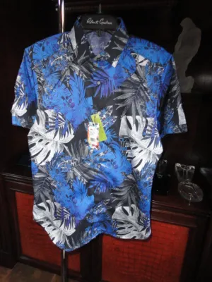 Robert Graham Brookcrest Short Sleeve Sport Shirt Medium Size