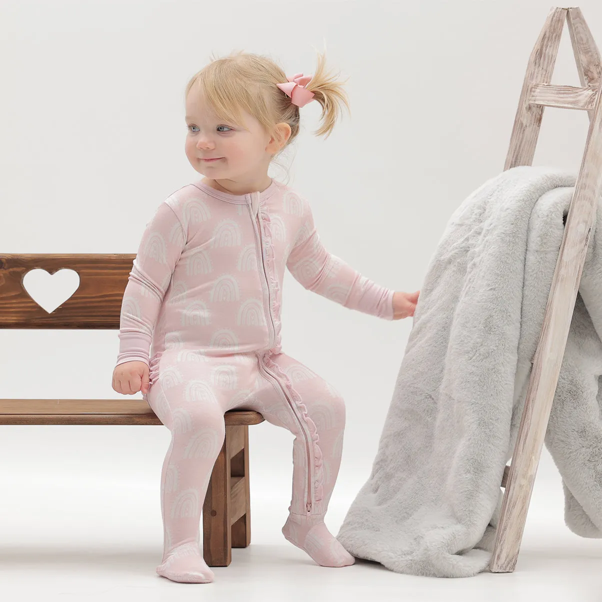 Rosalee's Rainbows Ruffle Zipper Footie