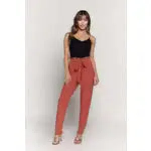 Rust Paper Bag Tapered Pants