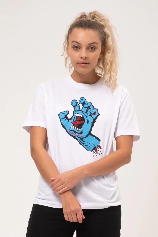 Santa Cruz Womens T-Shirt Screaming Hand T-Shirt - White