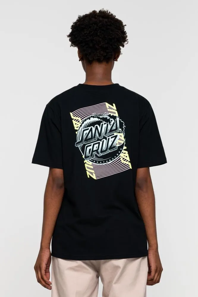 Santa Cruz Womens T-Shirt Split Strip Wave Dot T-Shirt - Black