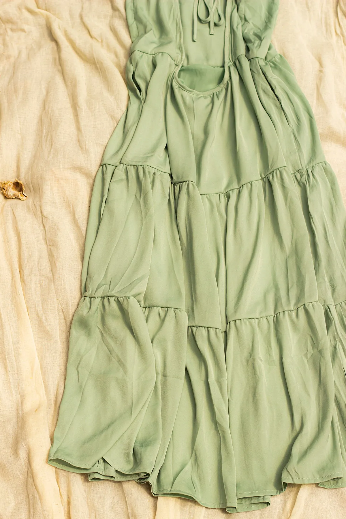 Scoop Back Tiered Maxi Dress