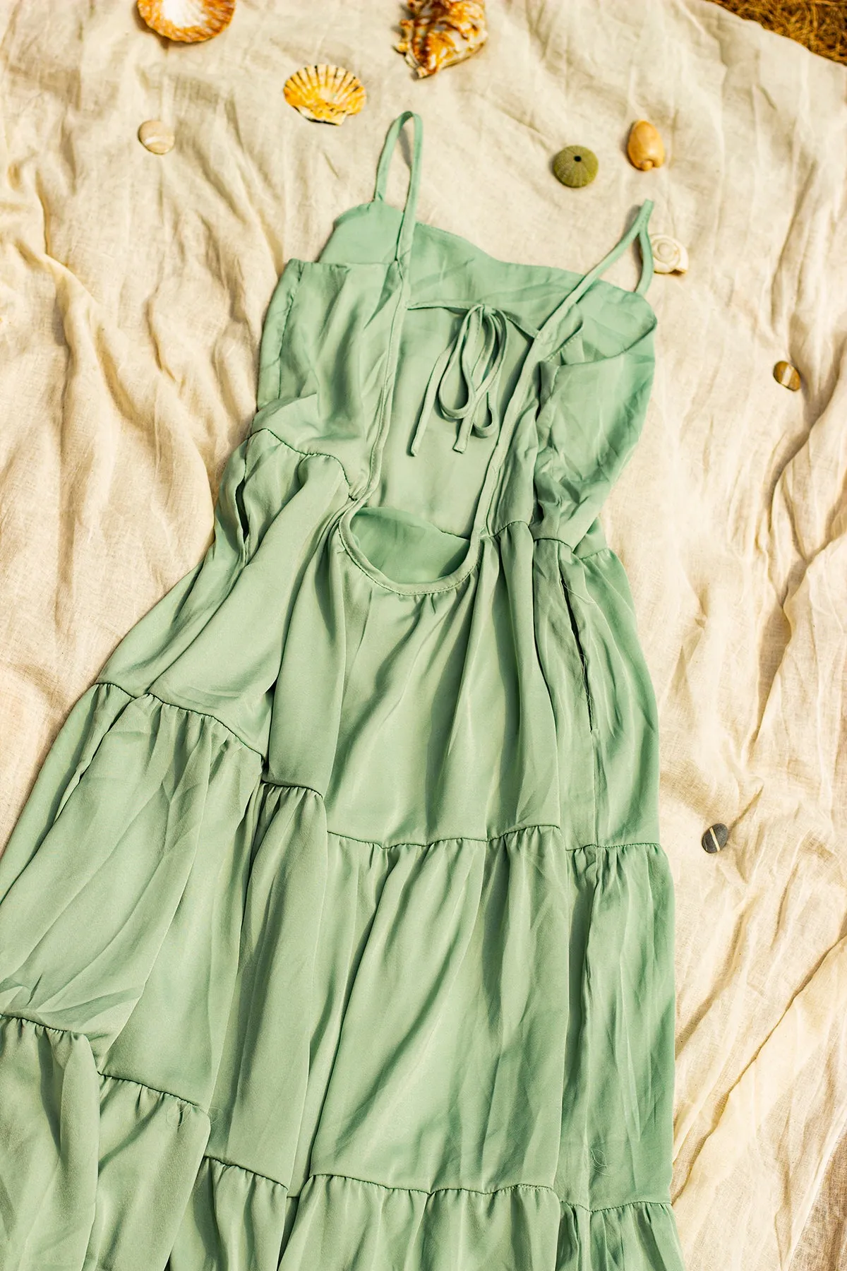 Scoop Back Tiered Maxi Dress