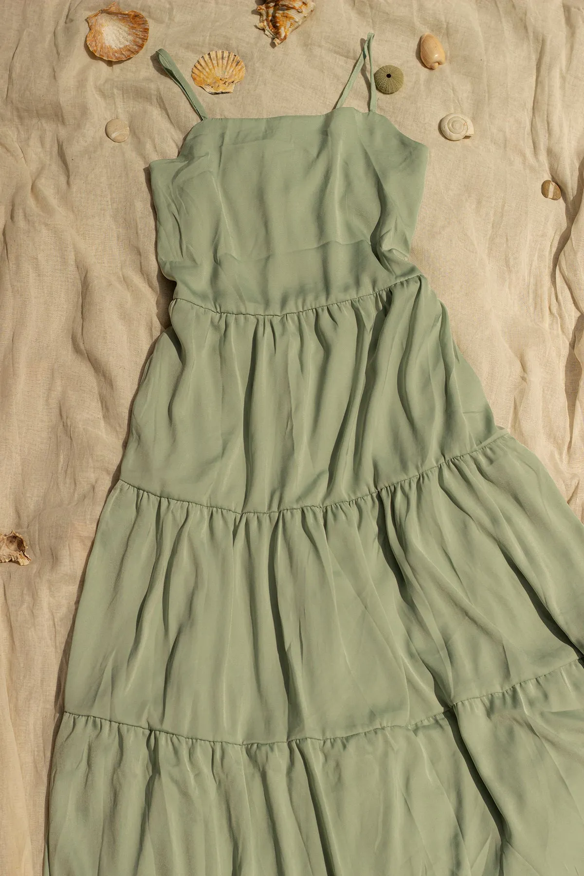 Scoop Back Tiered Maxi Dress