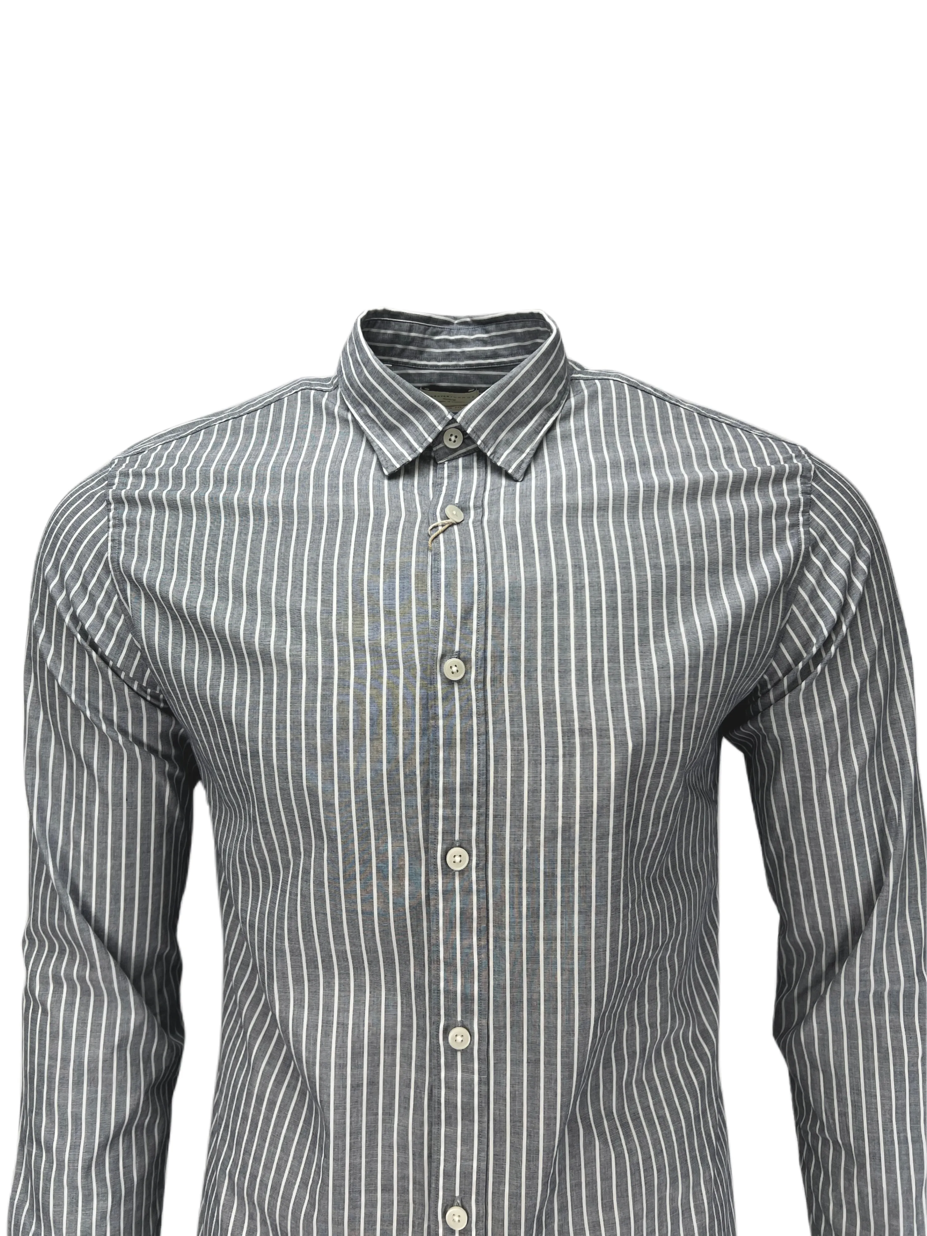 SELECTED Men's Dark Sapphire Striped Long Sleeve Dress Shirt Sz M NWT