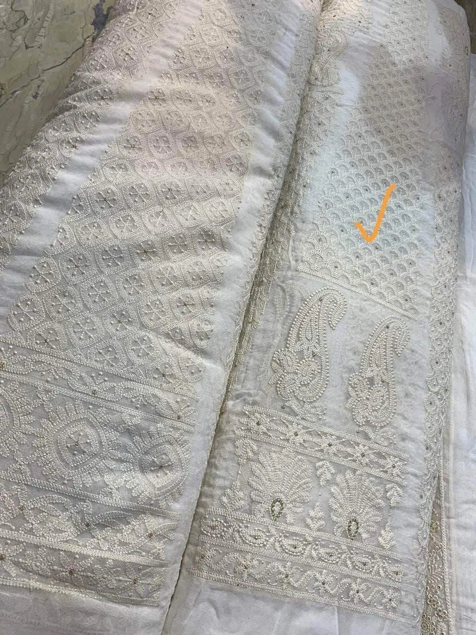 Semi stitched Chikankari Anarkali Wedding Suit