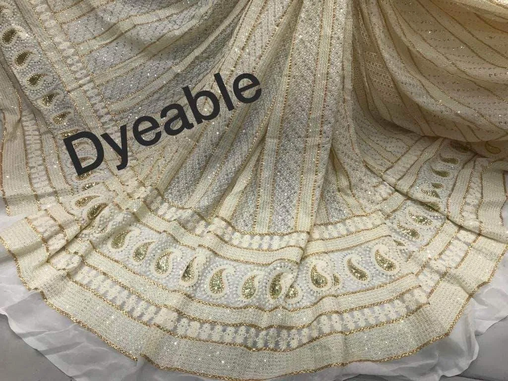 Semi stitched Chikankari Anarkali Wedding Suit