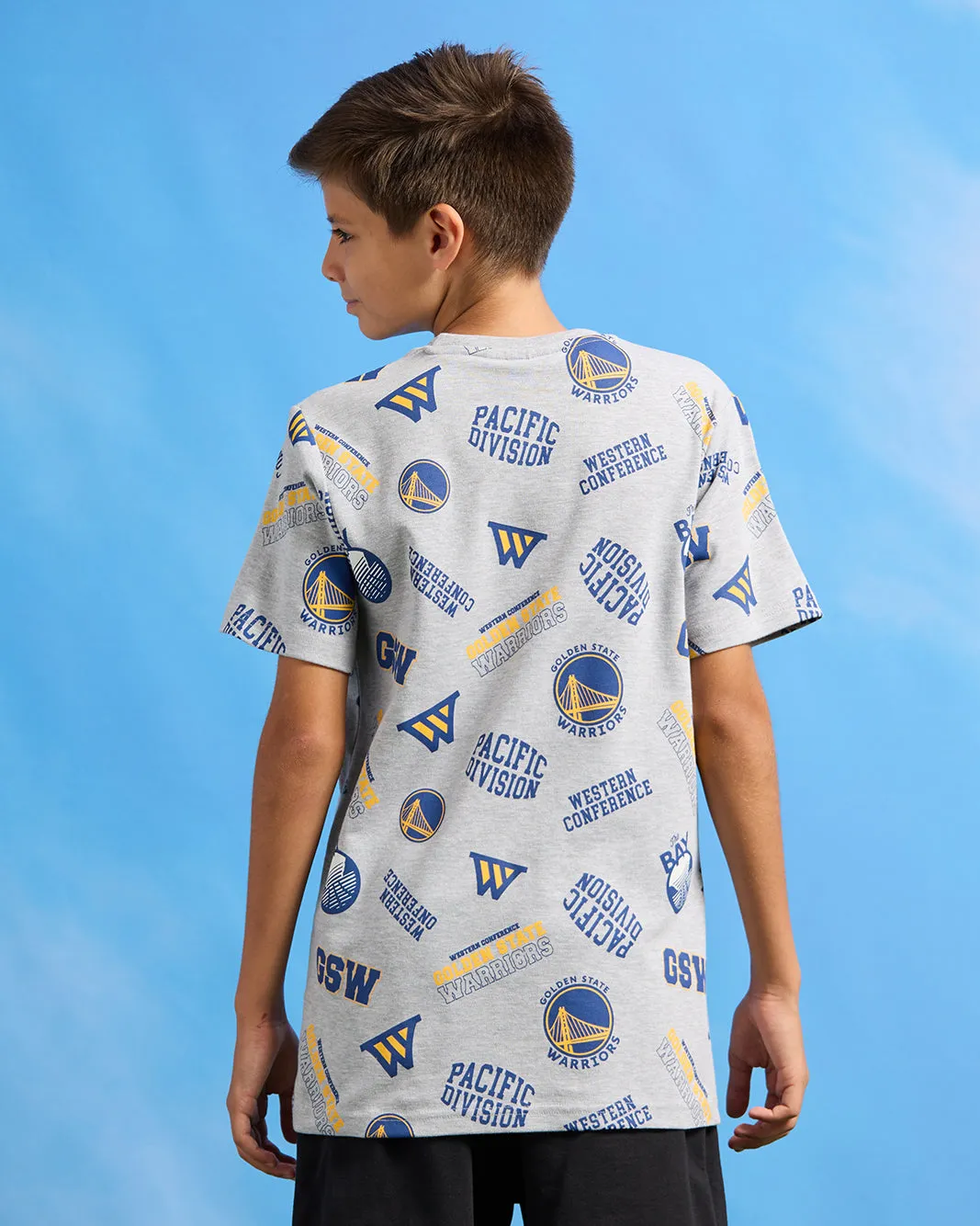 Senior Boys Grey Printed Over Size T-Shirt