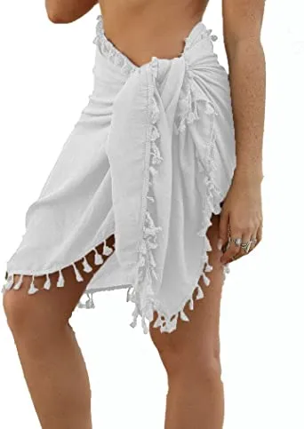 Sheer Tassel Wrap Beach Sarong Pareo Skirt
