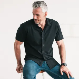 Short Sleeve T-Shirt Shirt - Jet Black Cotton Jersey
